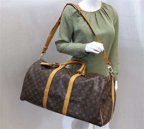 auth louis vuitton monogram boston keepall bag and manikin